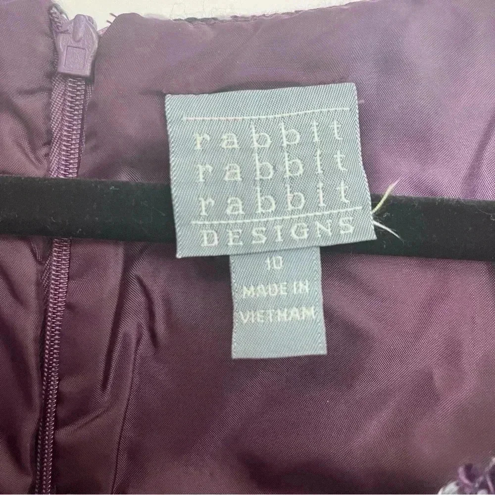 RABBIT RABBIT RABBIT purple grey black plaid fringe tweed knee length dress 10 - Picture 7 of 9